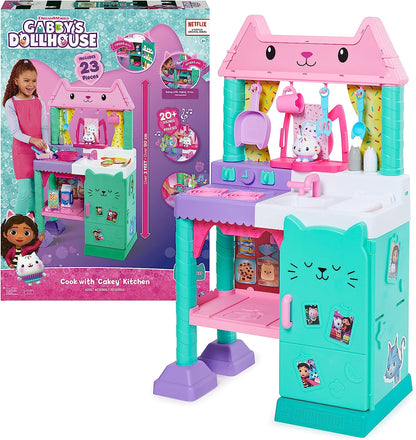 Gabby’s Dollhouse, Cakey Kitchen Set for Kids with Play Kitchen Accessories, Play Food, Sounds, Music and Kids Toys for Girls and Boys Ages 3 and Up