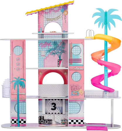 L.O.L. Surprise! OMG House of Surprises – Real Wood Dollhouse with 85+ Surprises, 4 Floors, 10 Rooms, Elevator, Spiral Slide, Pool, Movie Theater Drive Thru, Rooftop- Toy Gift for Girls Ages 4 5 6 7+