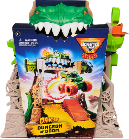 Monster Jam, Dragon Dungeon of Doom Playset, Mini Jams, Exclusive Die-Cast Dragon Monster Truck 1:87 Scale, Kids Toys for Boys Ages 3 4 5 6+