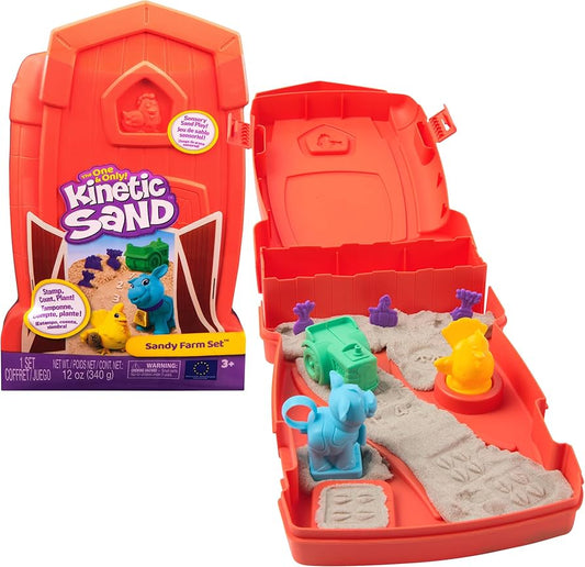 Kinetic Sand Sandy Farm Playset  The Original Moldable Play Sand — Farm Fun for Kids!