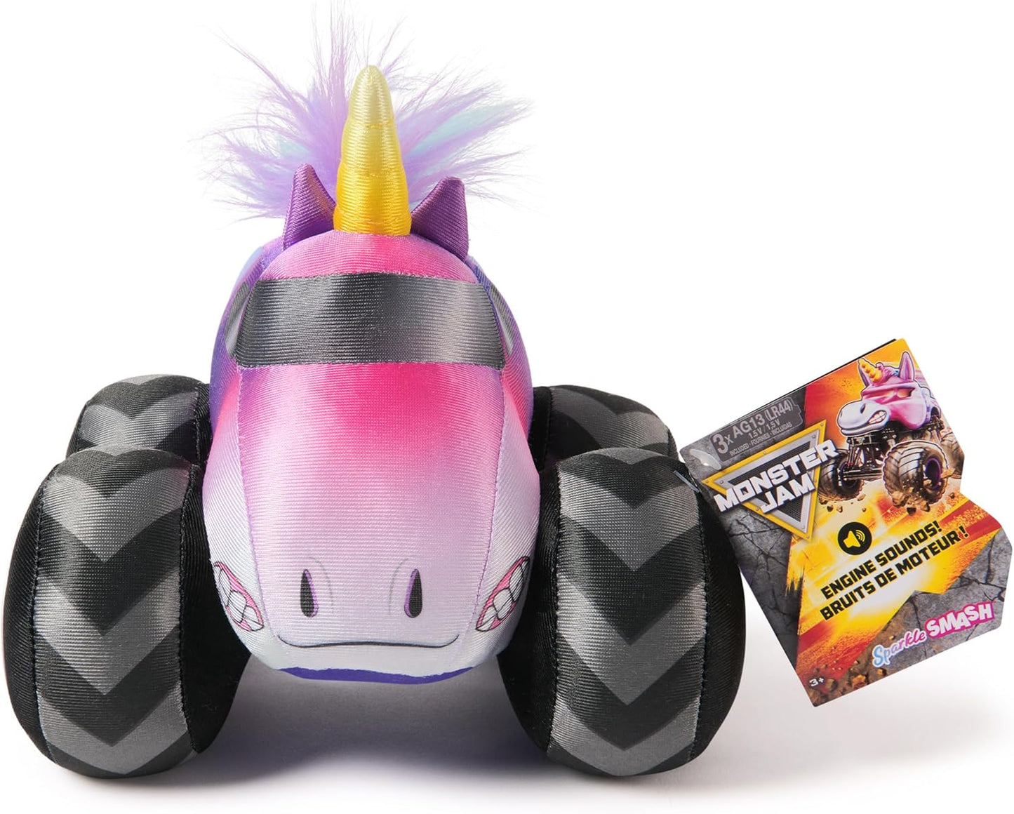 🦄 Monster Jam Official Sparkle Smash Monster Truck Plush with Sound – 7”