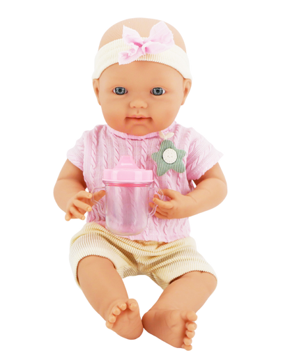 🌷 Mila 16" Muñeca Bebé de Vinilo con Accesorios | El Mundo de Emilia