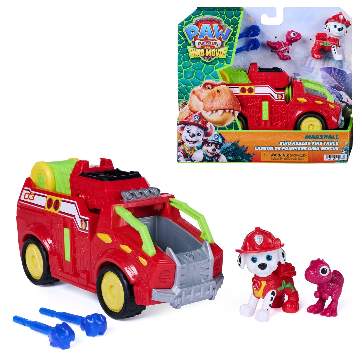 PAW Patrol: The Dino Movie, Marshall Dino Rescue Firetruck with Rubarb Figure