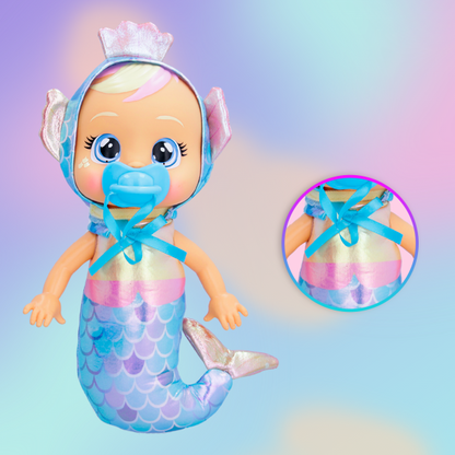 Cry Babies Tiny Cuddles Mermaids Giselle - 9 inch Baby Doll, Cries ReCry Babies Giselle - Cries Real Tears, Metallic Mermaid Themed Pajamas