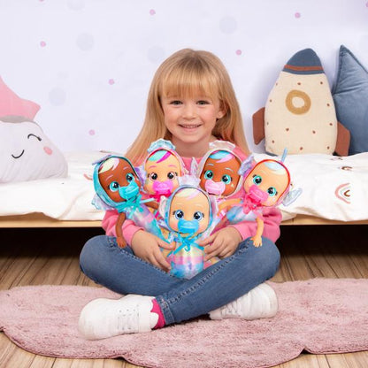 Cry Babies Tiny Cuddles Mermaids Giselle - 9 inch Baby Doll, Cries ReCry Babies Giselle - Cries Real Tears, Metallic Mermaid Themed Pajamas