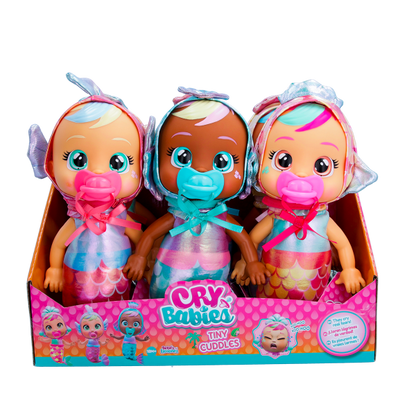 Cry Babies Tiny Cuddles Mermaids Giselle - 9 inch Baby Doll, Cries ReCry Babies Giselle - Cries Real Tears, Metallic Mermaid Themed Pajamas