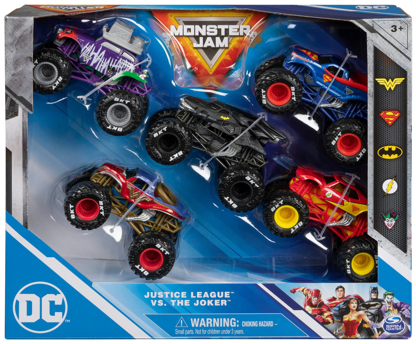 Monster Jam Multiverse Mayhem 5-Pack Monster Trucks, Official The Flash, Superman, Batman, The Joker, Reverse-Flash, 1:64 Scale Die-Cast, Kids Toys for Boys Ages 3 and up