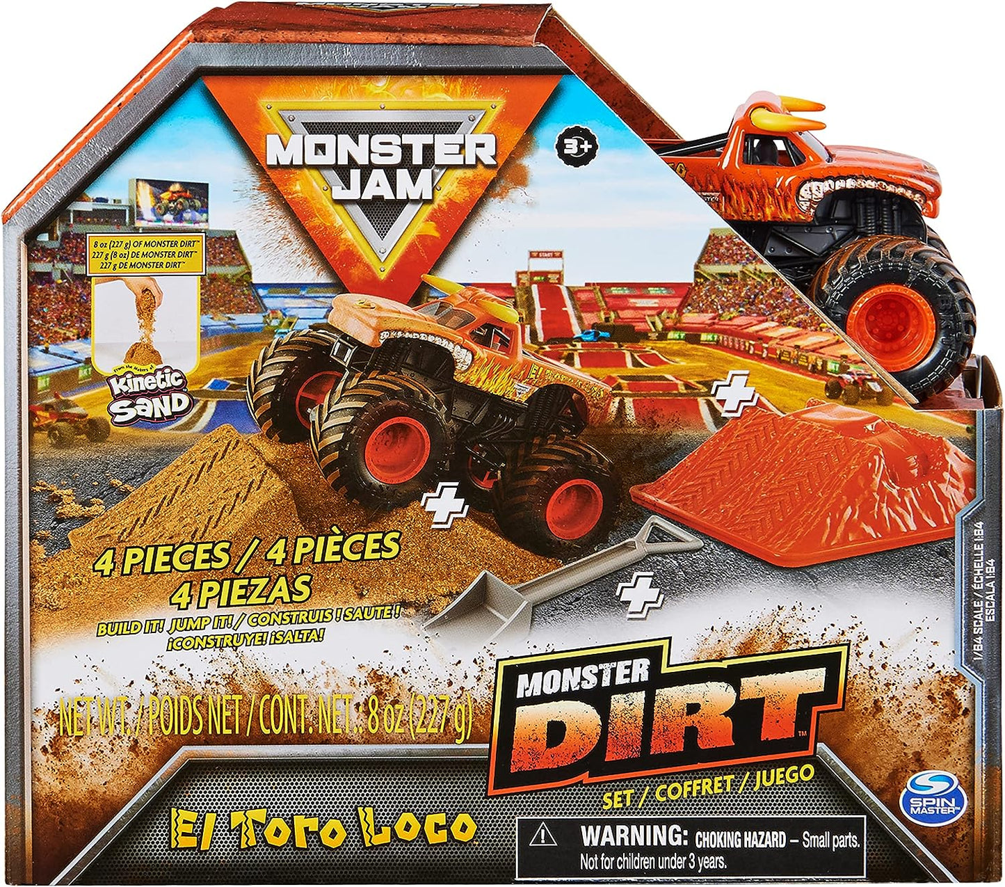 Monster Jam, El Toro Loco Monster Dirt 8oz Starter Set and Official 1:64 Scale Die-Cast Monster Truck, Kids Toys for Boys Ages 3 and up