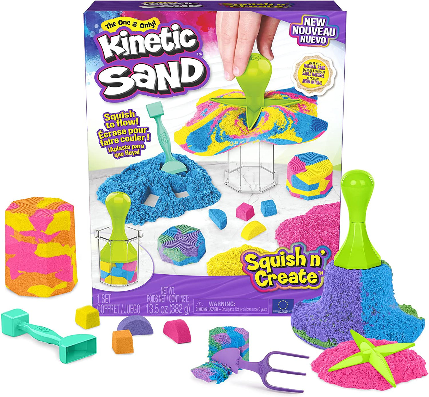 Kinetic Sand, Squish N' Create Playset, with 13.5oz of Blue, Yellow, a –  NAPTOYSHOP