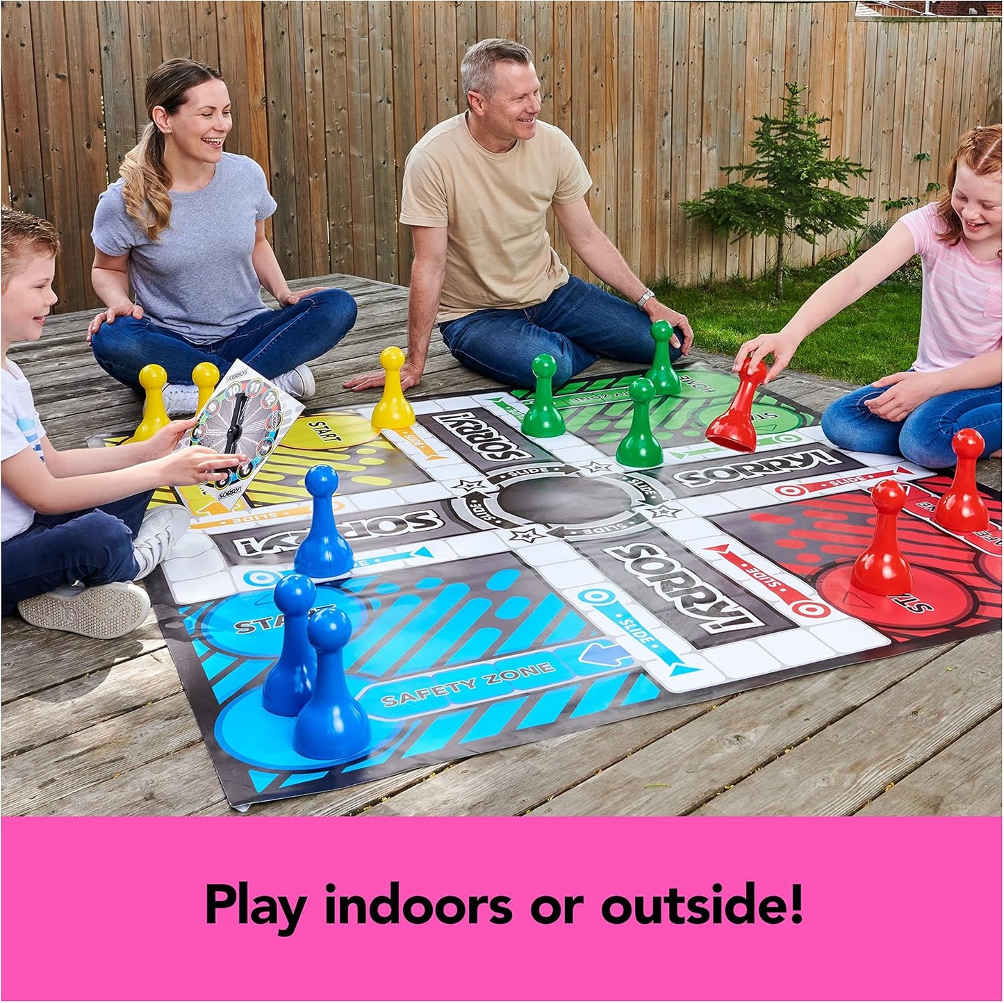 Giant Sorry Classic Family Board Game Indoor Outdoor Retro Party Activity Summer Toy with Oversized Gameboard, for Adults and Kids Ages 6 and up