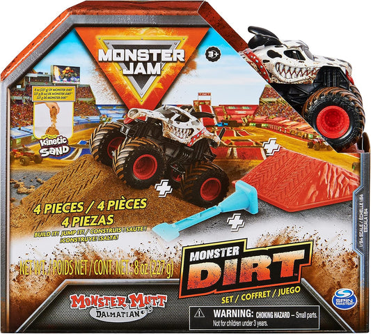 Monster Jam Monster Mutt Dalmatiano Monster Dirt 8oz Starter Set and Official 1:64 Scale Die-Cast Monster Truck, Kids Toys for Boys Ages 3 and up