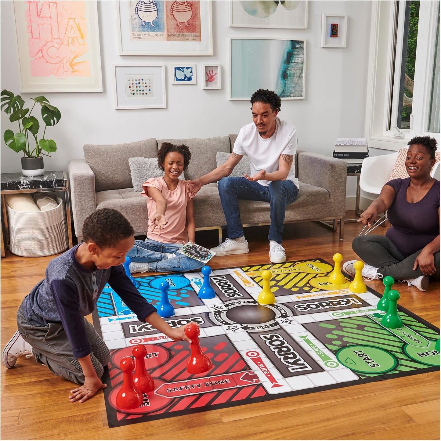 Giant Sorry Classic Family Board Game Indoor Outdoor Retro Party Activity Summer Toy with Oversized Gameboard, for Adults and Kids Ages 6 and up