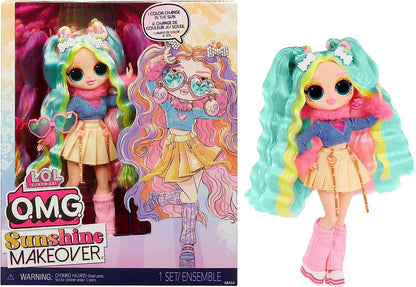 LOL Surprise OMG Sunshine Color Change Bubblegum DJ Fashion Doll with Color Changing Hair and Fashions and Multiple Surprises – Great Gift for Kids Ages 4+