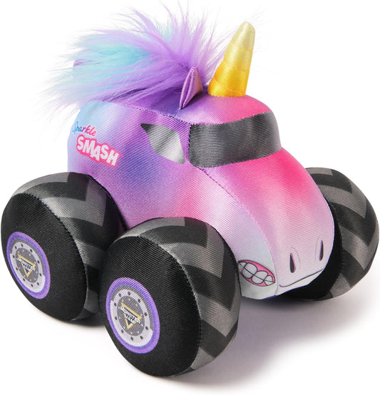 🦄 Monster Jam Official Sparkle Smash Monster Truck Plush with Sound – 7”