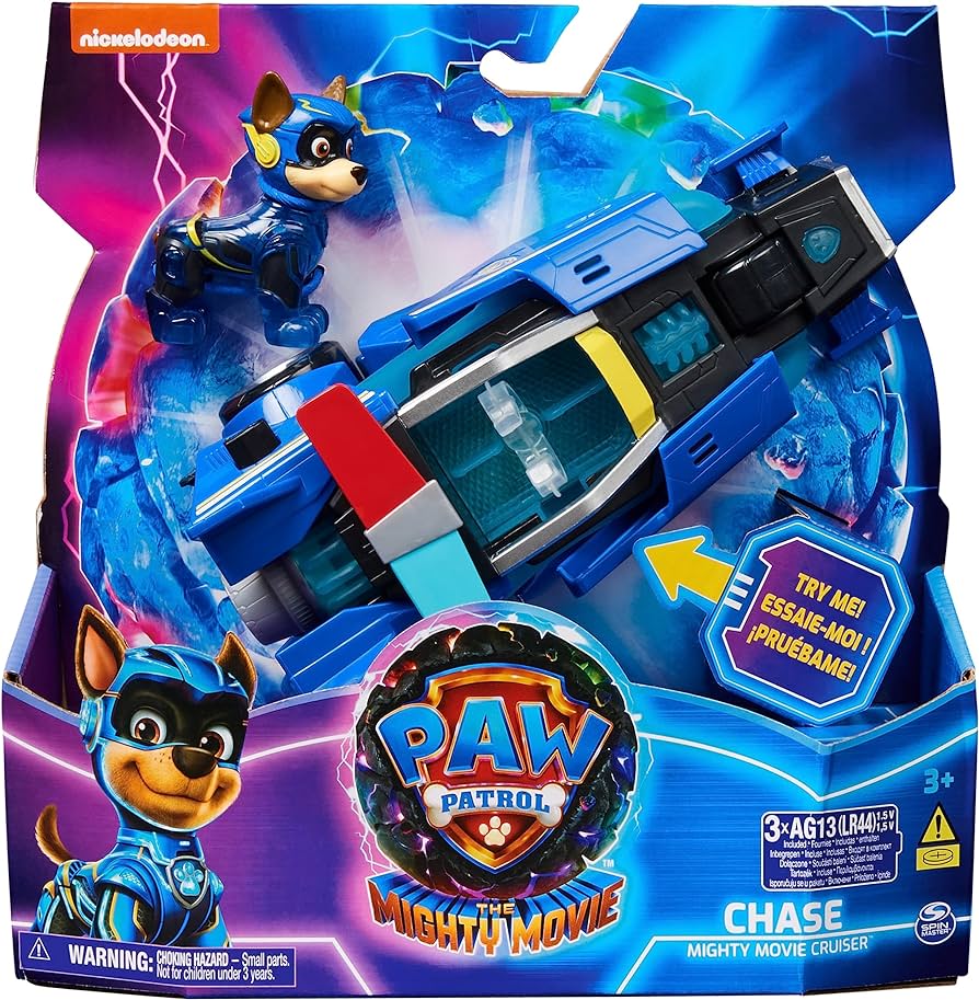 Paw Patrol: The Mighty Movie, Toy Car with Chase Mighty Pups Action Figure, Lights and Sounds, Kids Toys for Boys & Girls 3+