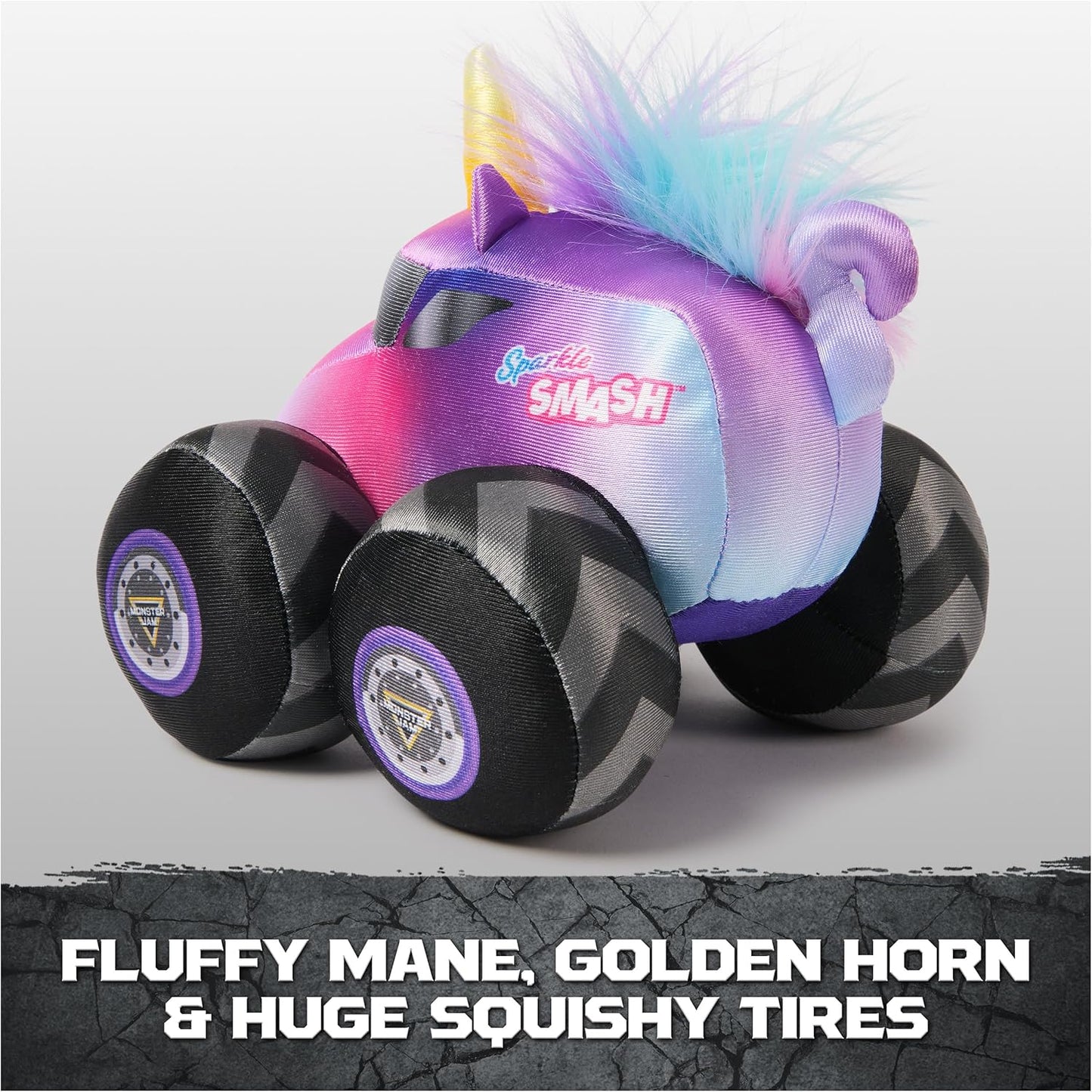 🦄 Monster Jam Official Sparkle Smash Monster Truck Plush with Sound – 7”
