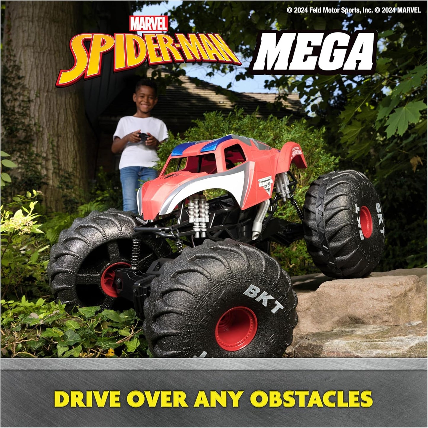 Monster Jam Marvel Mega Spider-Man RC Monster Truck, All-Terrain, Over 2 Feet Long, 1:6 Scale, Super Hero Kids Toys for Boys and Girls Ages 4+