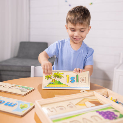Melissa & Doug See & Spell Puzzle Boards – Wooden Spelling Learning Toy (Ages 4+)