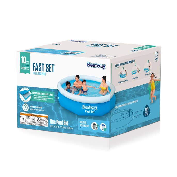 Bestway Fast Set 10’ X 26” Round Inflatable Pool Set