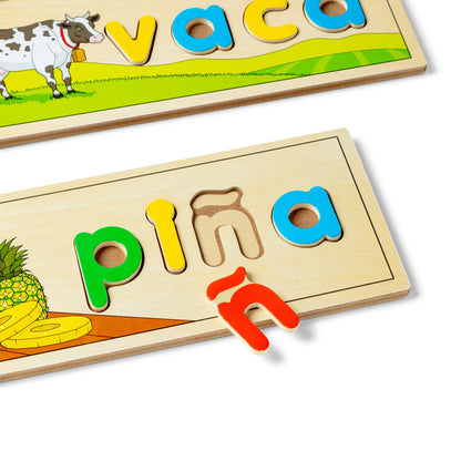 Melissa & Doug See & Spell Puzzle Boards – Wooden Spelling Learning Toy (Ages 4+)
