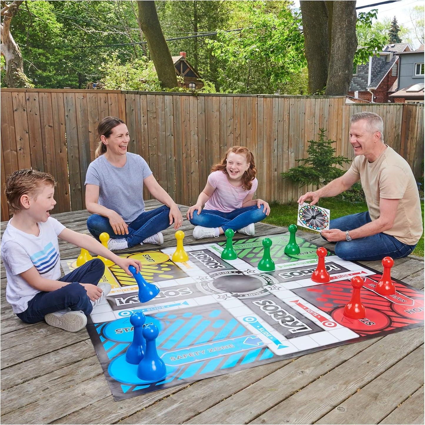 Giant Sorry Classic Family Board Game Indoor Outdoor Retro Party Activity Summer Toy with Oversized Gameboard, for Adults and Kids Ages 6 and up