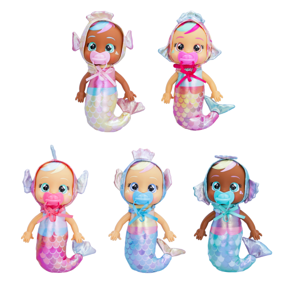 Cry Babies Tiny Cuddles Mermaids Giselle - 9 inch Baby Doll, Cries ReCry Babies Giselle - Cries Real Tears, Metallic Mermaid Themed Pajamas