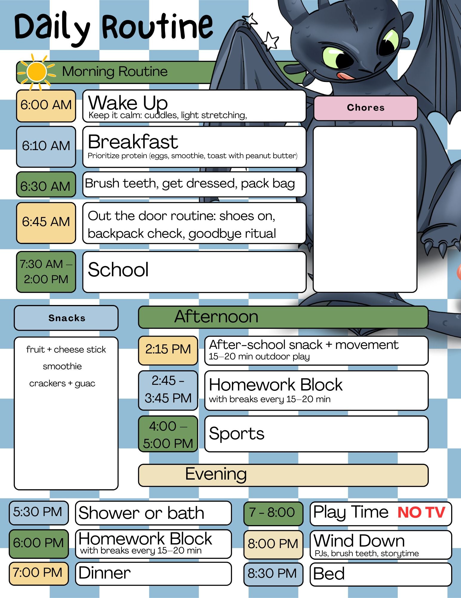 Free Digital Daily Routine Template – NAPTOYSHOP