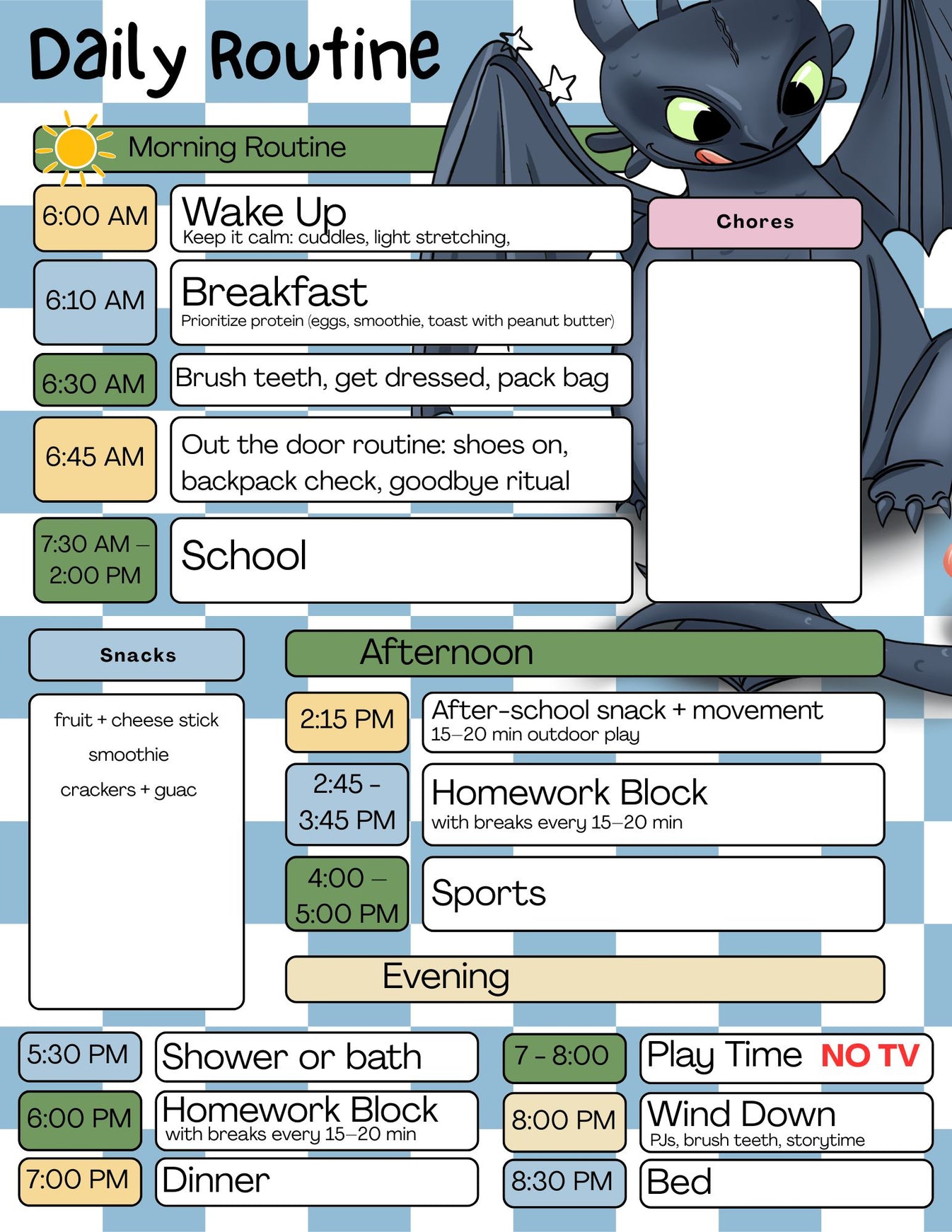 Free Digital Daily Routine Template – NAPTOYSHOP