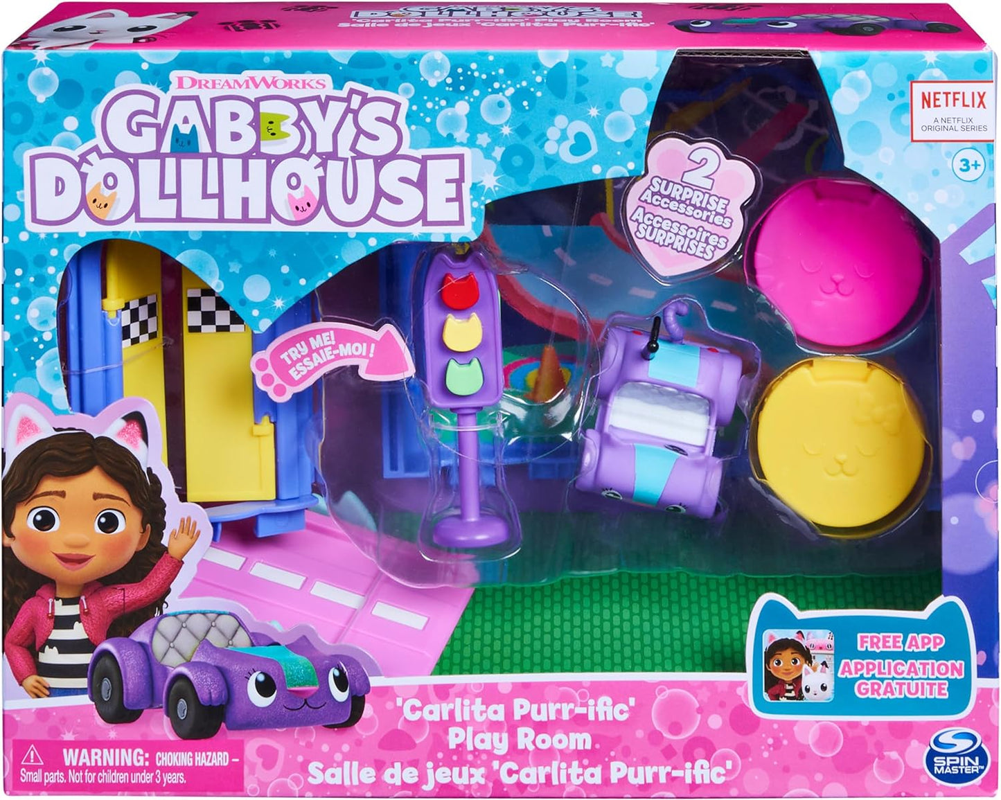 Gabby's Dollhouse, Carlita Purr-ific Play Room with Carlita Toy Car