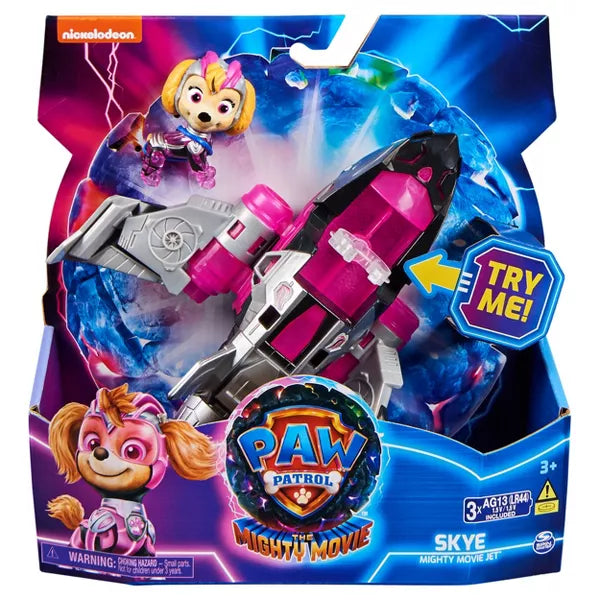 PAW Patrol: The Mighty Movie, Mighty Pups Jet with Lights, Sounds & Skye Figure, Ages 3+