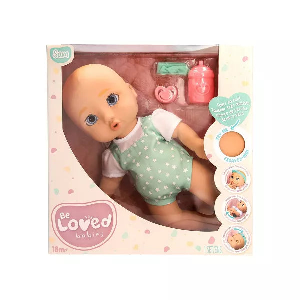 Be Loved Babies Sam 15" Realistic Baby Doll, Blue Eyes, Kids 18M+