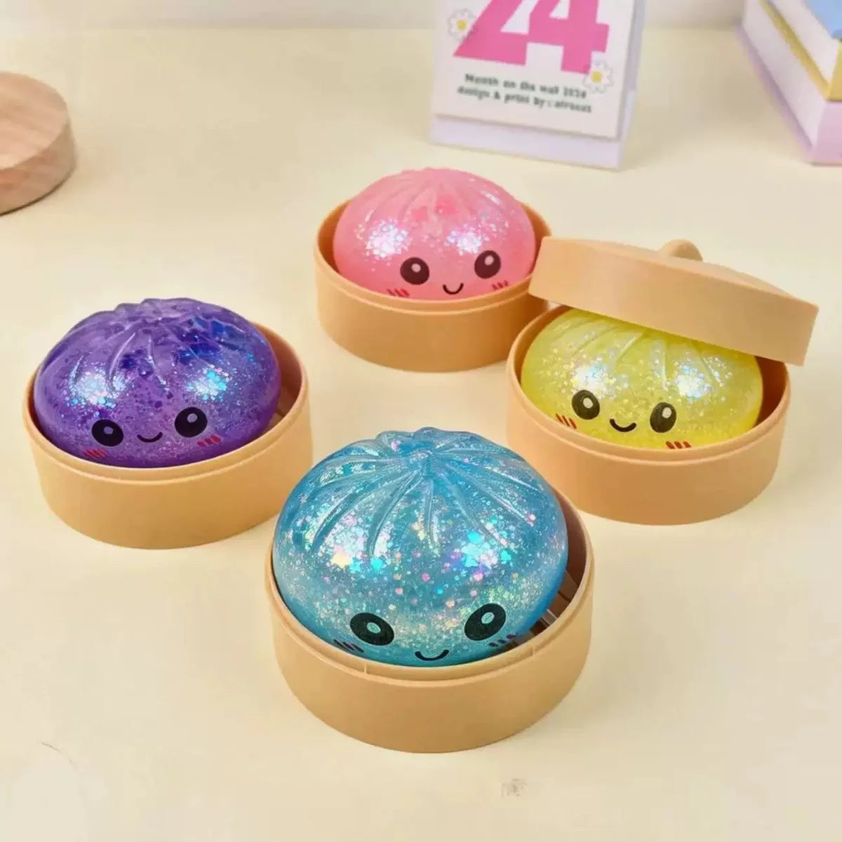 Squishy Baozi Bun Surprise – Foil Egg Squishy Toy (Assorted Colors)