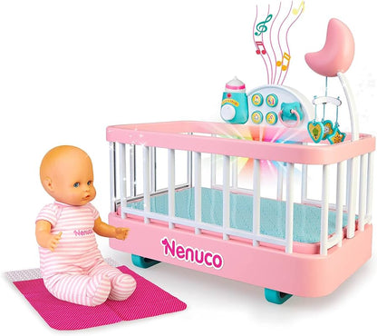 Nenuco Good Sleep Cradle with Baby Doll, Crib, and Accessories, 14" Doll