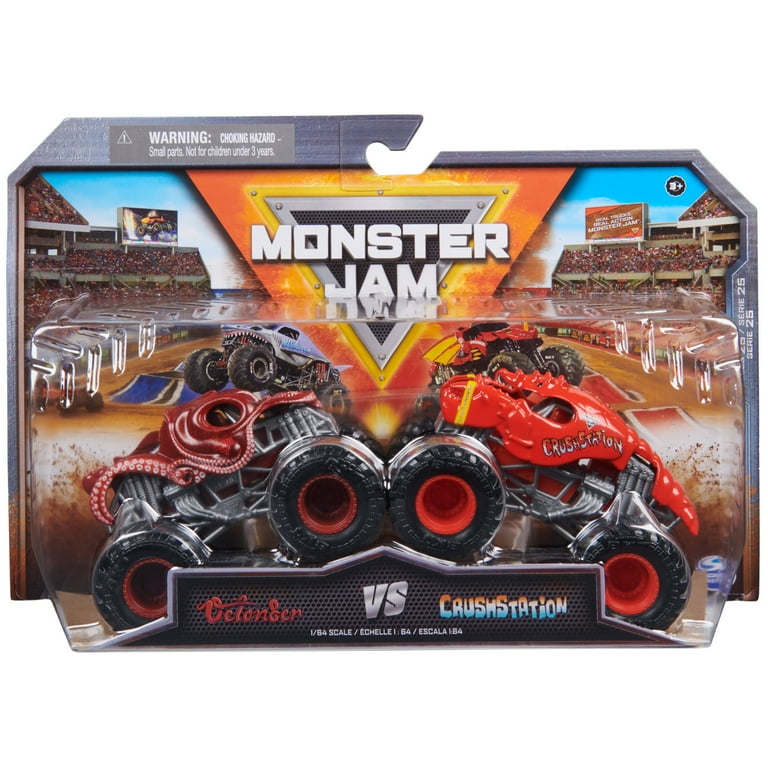 Monster Jam, Official Octonser Vs Crushstation : Series 25 :: Die-Cast Monster Trucks, 1:64 Scale, Kids Toys for Boys Ages 3 and up