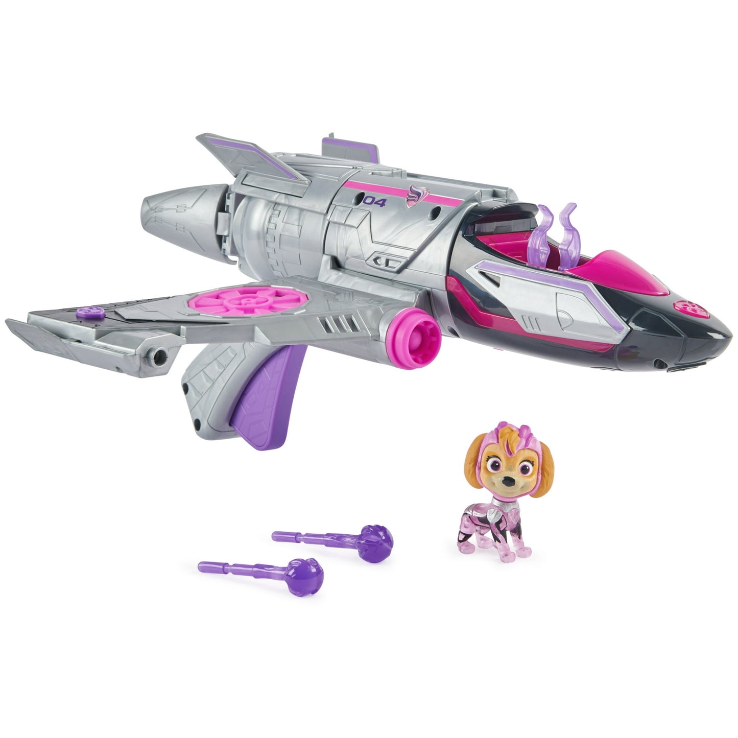 Paw Patrol: The Mighty Movie, Transforming Rescue Jet with Skye Mighty Pups Action Figure, Lights and Sounds, Kids Toys for Boys & Girls 3+
