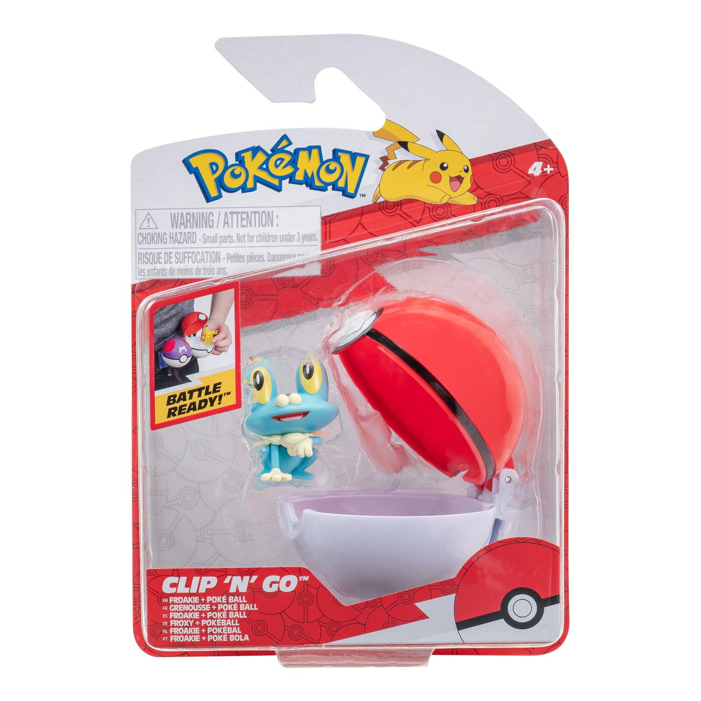Pokemon Clip ‘N’ Go Froakie and Poke Ball - Includes 2-Inch Battle Figure and Poke Ball Accessory