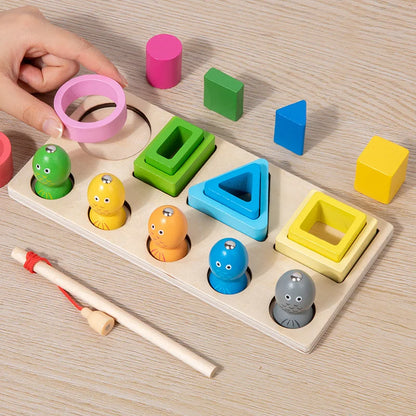 Montessori Wooden Shape Sorter & Fishing Game | Juguete Educativo de Madera