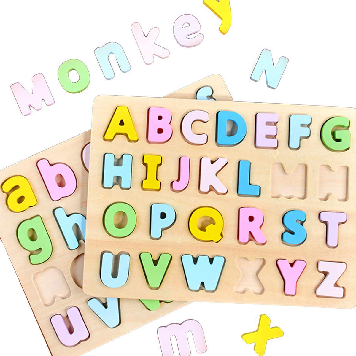 Wooden Letter Puzzle abecedario Montessori de madera para niños