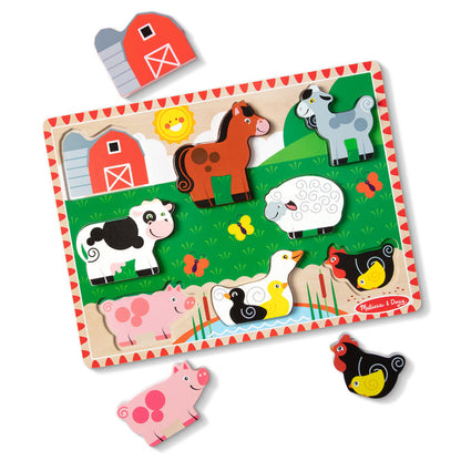 Melissa & Doug Farm Animals Chunky Puzzle – Rompecabezas Granja 8 Piezas