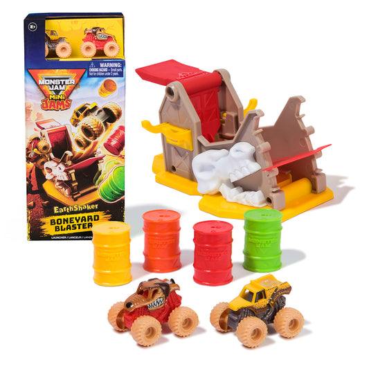 Monster Jam, Mini Launchers Set, Includes Monster Mutt and Earth Shaker 1:87 Scale Die-Cast Monster Trucks, Kids Toys for Boys Ages 3 4 5 6+