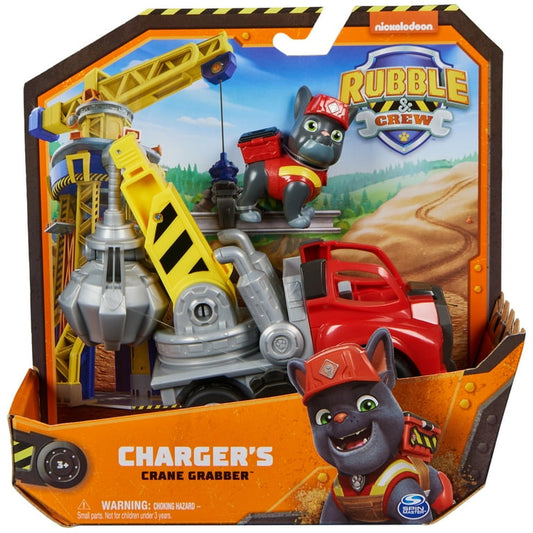 Rubble & Crew, Charger’s Crane Grabber Toy Truck with Movable Parts and a Collectible Action Figure, Kids Toys for Ages 3 and Up