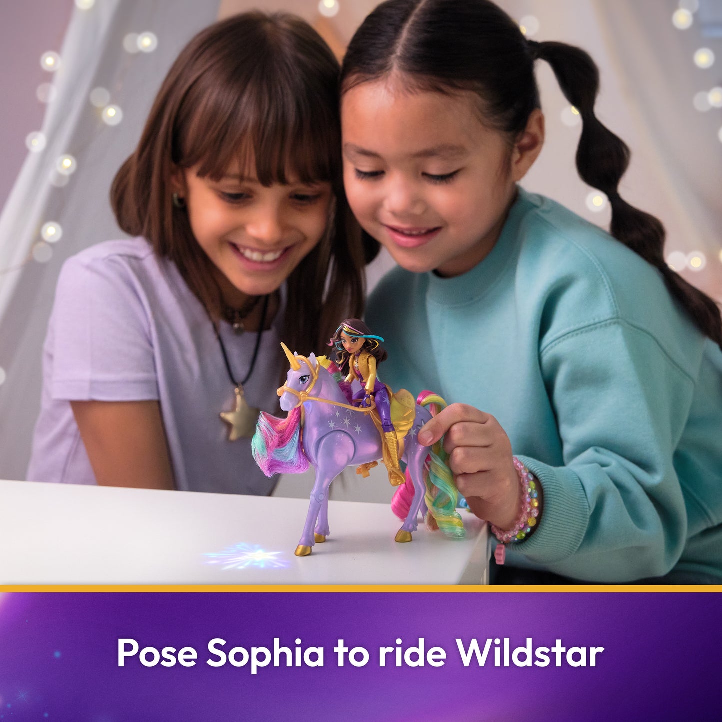 Unicorn Academy, Sophia & Light Magic Wildstar with Rainbow Light-up Effects, 2 Riding Accessories, Dolls & Unicorn Toys for Girls Ages 4 and up