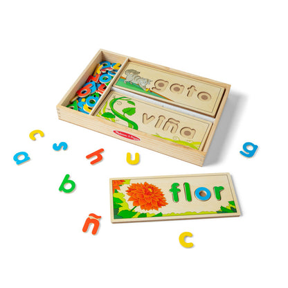 Melissa & Doug See & Spell Puzzle Boards – Wooden Spelling Learning Toy (Ages 4+)