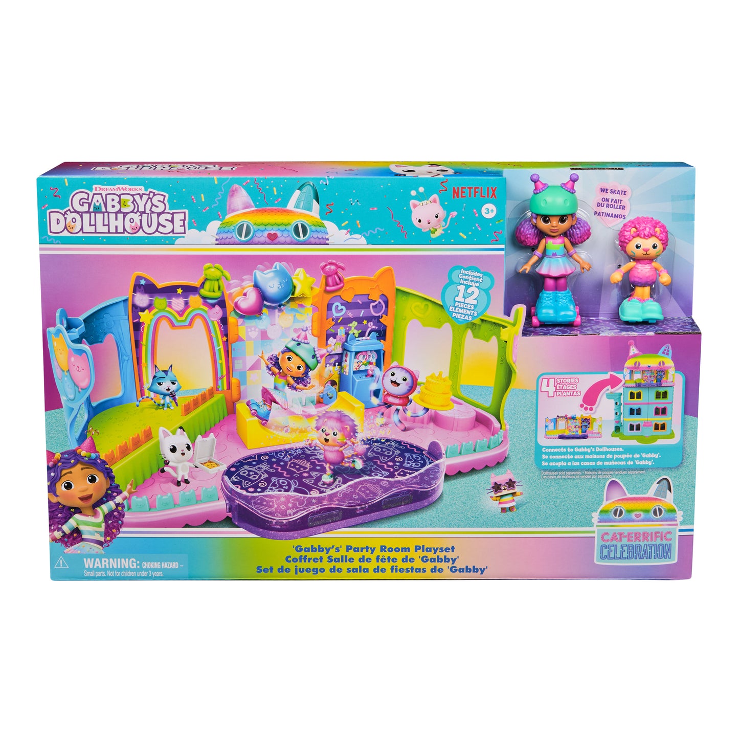 Gabby’s Dollhouse, Party Room Playset with Exclusive Toy Figures, Dollhouse Furniture, Accessories & Fidget Play, Kids Toys for Girls and Boys Ages 3+