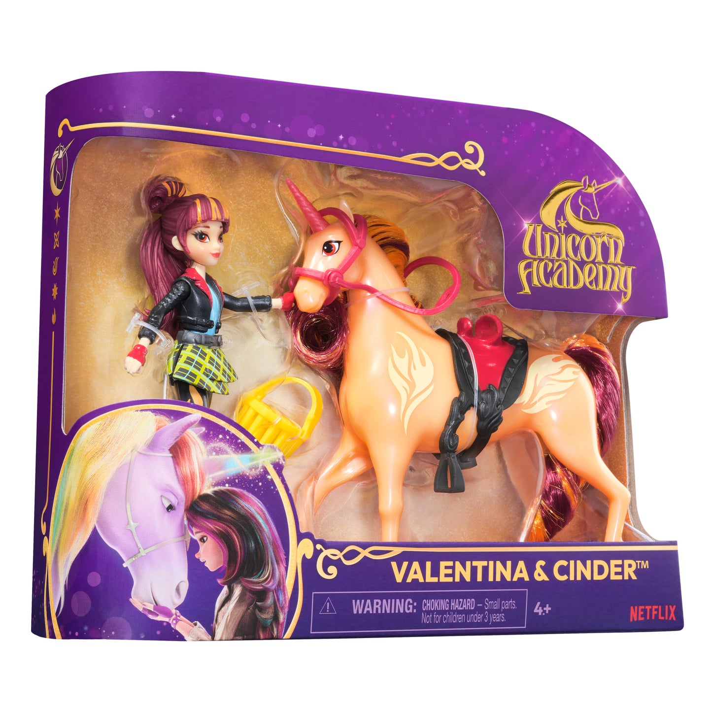 Unicorn Academy, Valentina & Cinder Set with 2 Riding Accessories & Hair Styling Tool, Dolls & Unicorn Toys for Girls Ages 4 and up