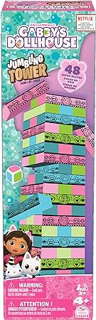 Gabby’s Dollhouse Jumbling Tower by Spin Master Games, Building Toppling Wood Game for Kids Gabby’s Dollhouse Toys, for Preschoolers Ages 4 and up