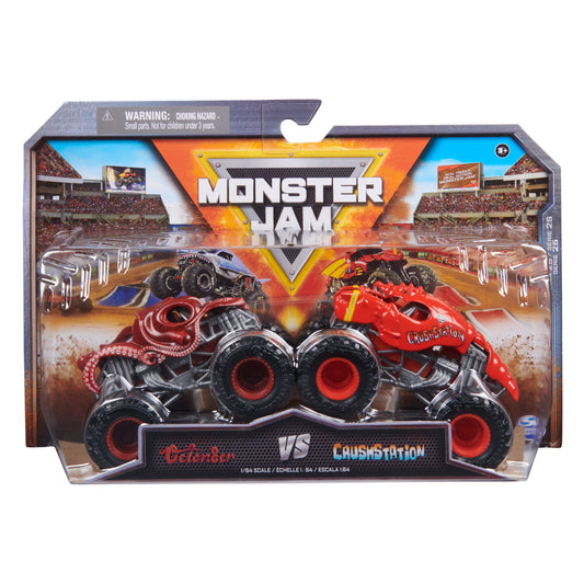 Monster Jam, Official Octon8er Vs. Crushstation Die-Cast Monster Trucks, 1:64 Scale, Kids Toys for Boys Ages 3 and up