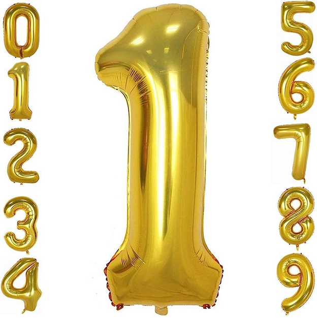 MYLAR GOLD NUMBER 1 FIESTA BALLOON