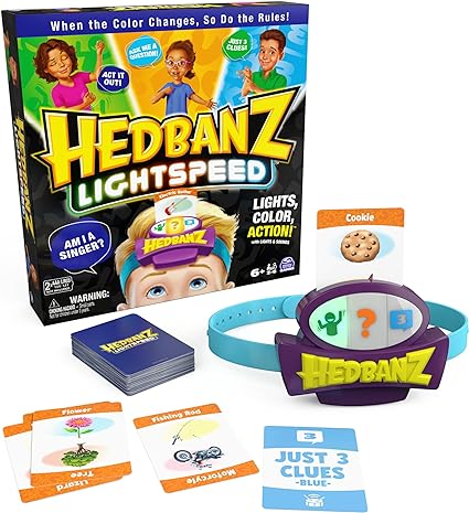 Hedbanz Lightspeed Game with Lights & Sounds | Family Games | Games for Family Game Night| Kids Games | Card Games for Families & Kids Ages 6 and up