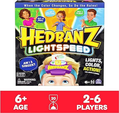 Hedbanz Lightspeed Game with Lights & Sounds | Family Games | Games for Family Game Night| Kids Games | Card Games for Families & Kids Ages 6 and up